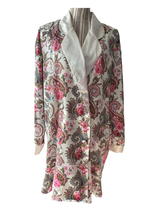 Victoria's Secret Other - VTG Gold Label Victoria's Secret Double Breasted Satiny Robe Size L Rose/Paisley